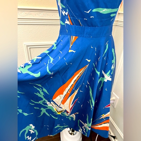 Sailboat Print Halter Sundress – Sz 4 - Picture 2 of 4